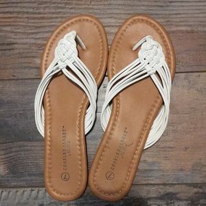 White never worn flip flops